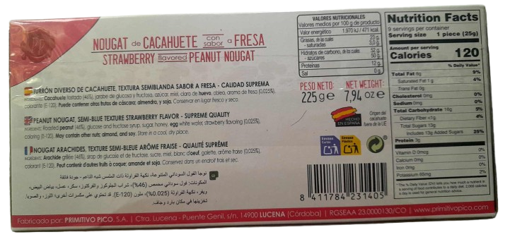 Nougat Tendre à la Fraise - Primitivo Pico - 225 g